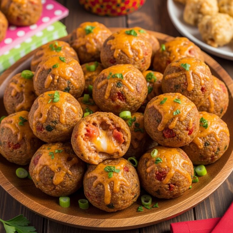 Cheesy Rotel Sausage Balls