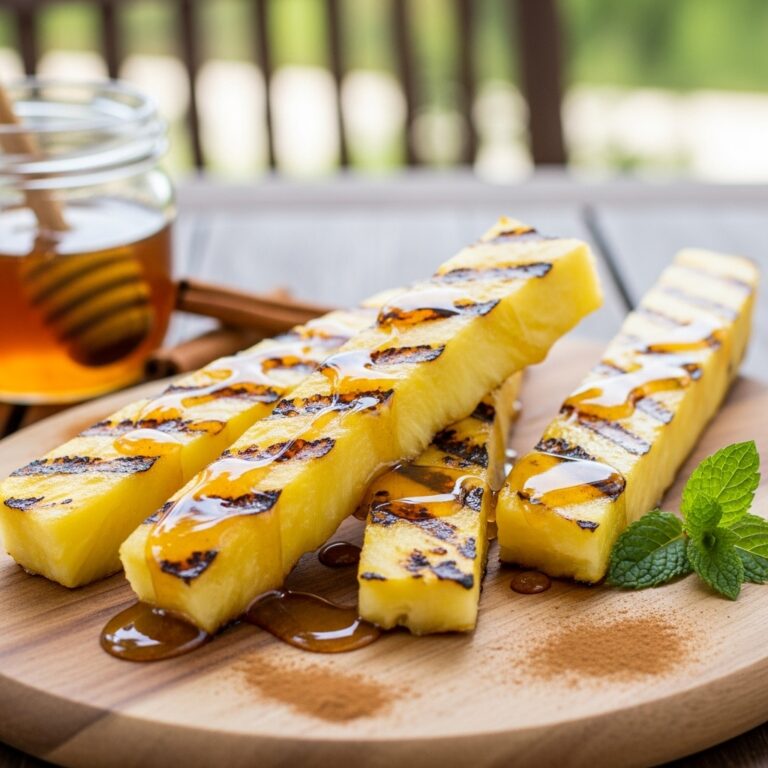 Grilled Pinapple with Cinnamon Honey Drizzle