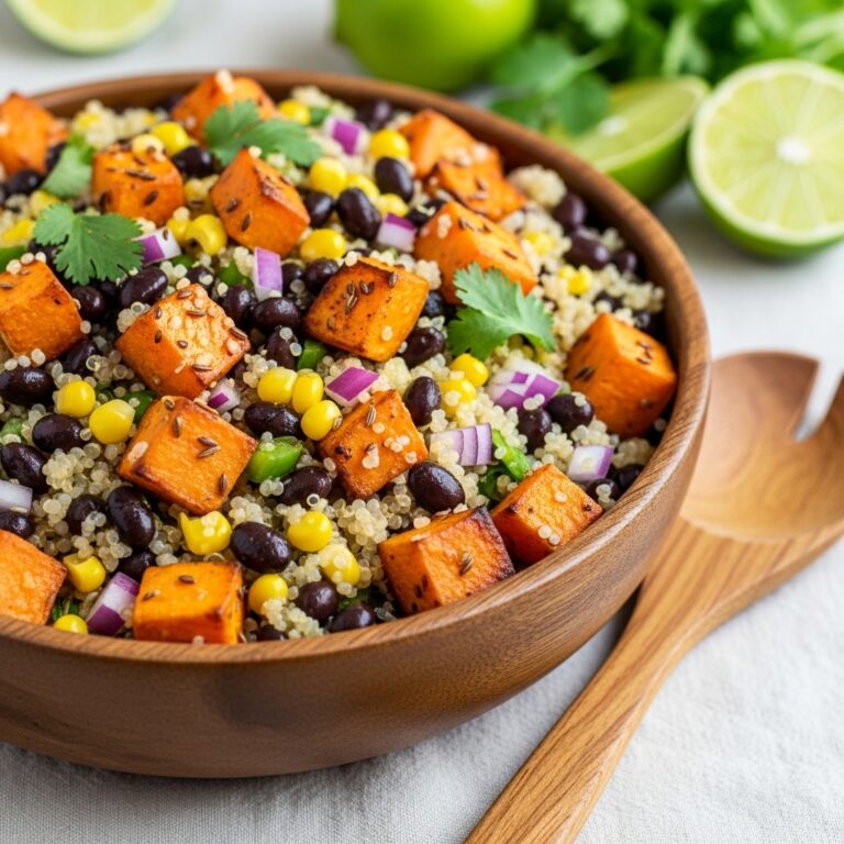 Roasted Sweet Potato Black Bean Quinoa Salad recipe