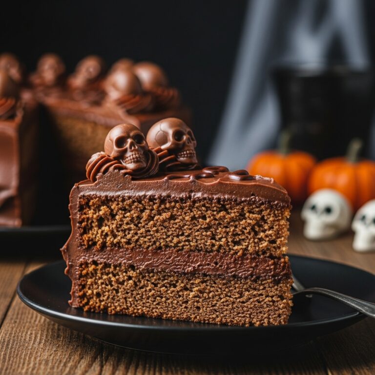 High Altitude Ginger Chocolate Skull Cake for Halloween