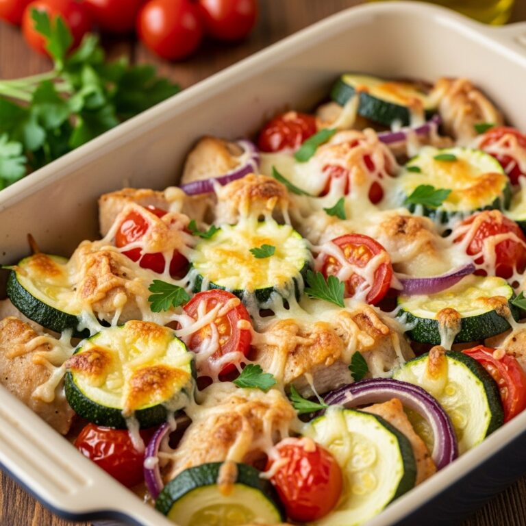Mediterranean Chicken Zucchini Bake  Healthy Flavorful  Easy