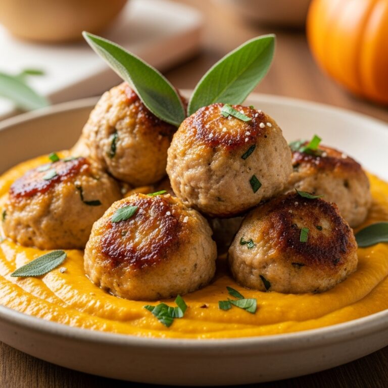 Turkey Meatballs in Pumpkin Sage Sauce