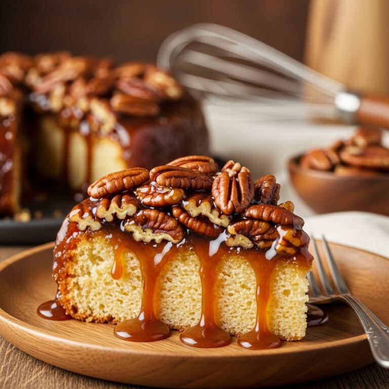 Upside-Down Caramel Pecan Cake