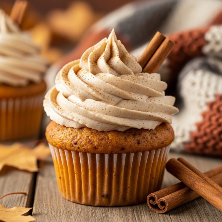 Vanilla Chai Pumpkin Latte Cupcakes with Cinnamon Brown Sugar Frosting